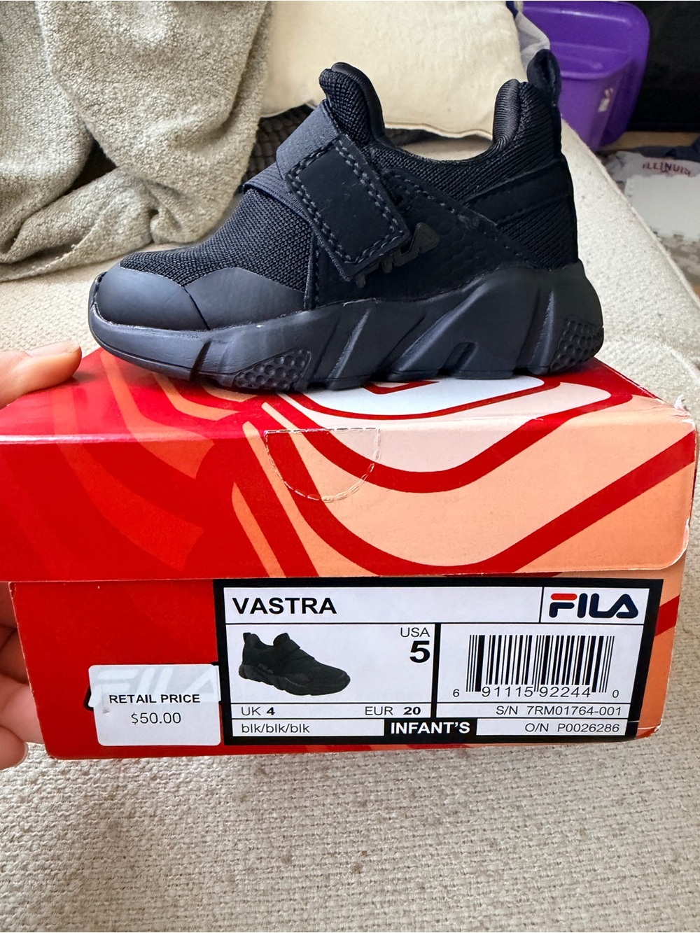 Fila Kids Black Slip-On Vastra Sneaker